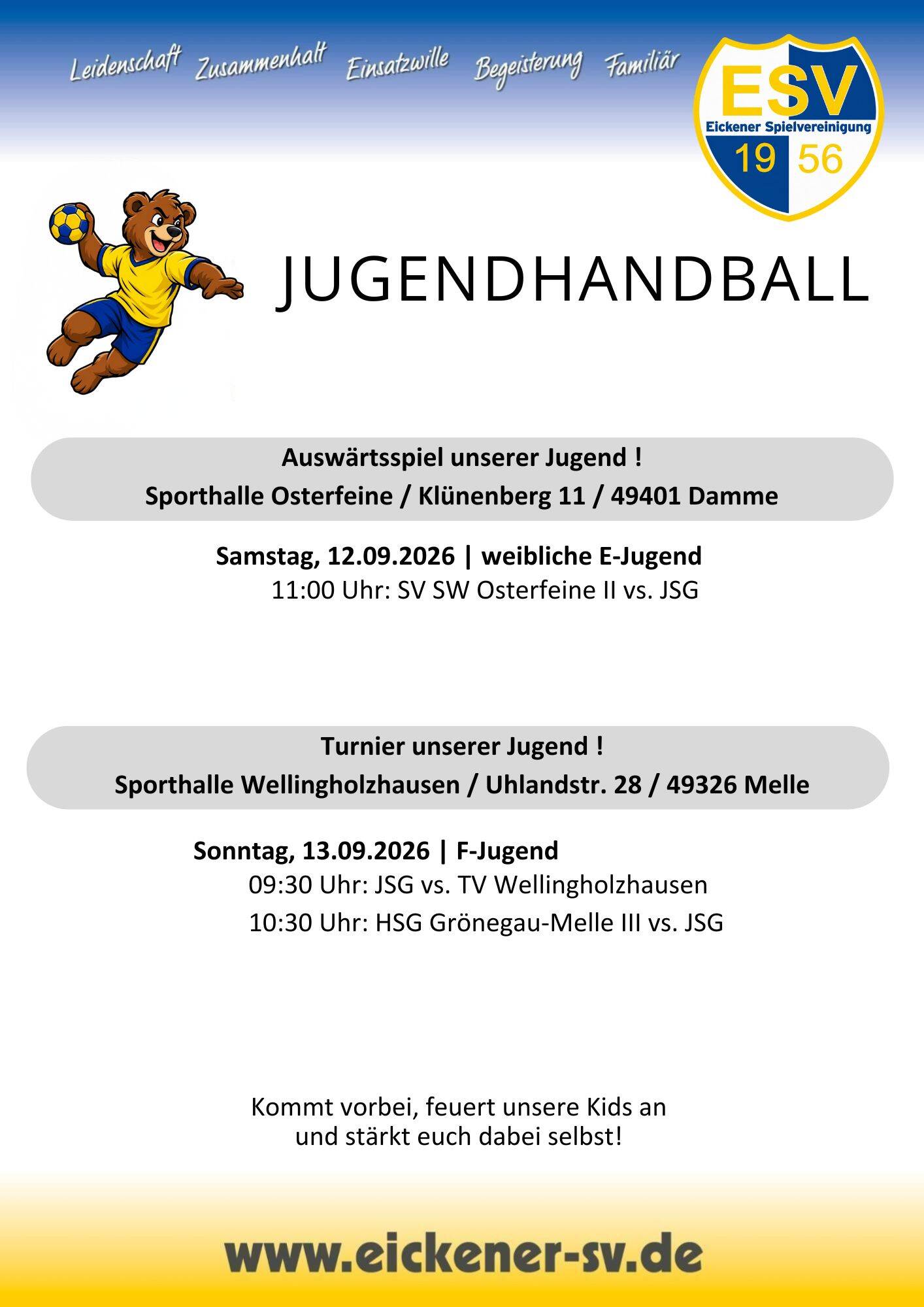 ESV JSG Spielwochenende 13.09.2026 Auswärts